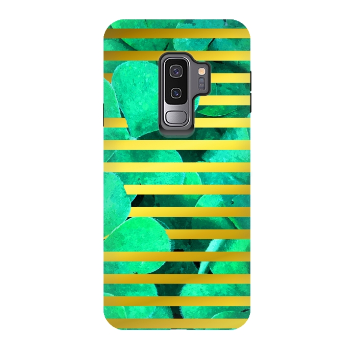 Galaxy S9 plus StrongFit Clover and Gold Stripes Geometric Illustration by Alemi