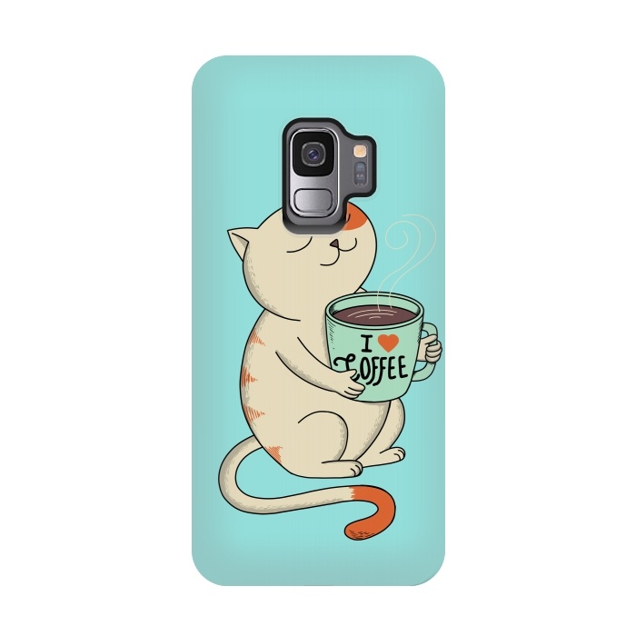 Galaxy S9 StrongFit Cat and Coffee by Coffee Man