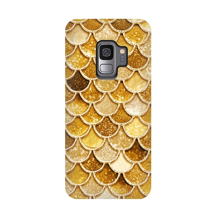 Galaxy S9 StrongFit Faux Gold Glitter Mermaid Scales by  Utart