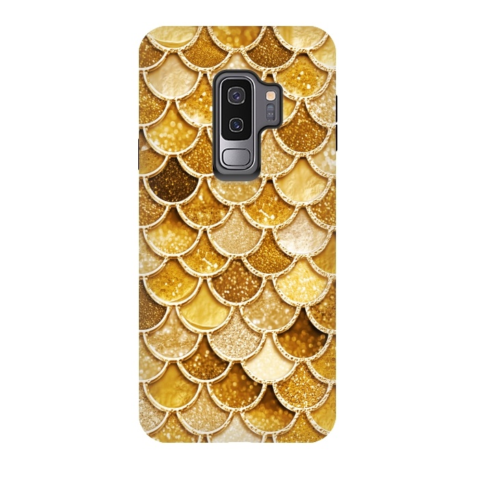 Galaxy S9 plus StrongFit Faux Gold Glitter Mermaid Scales by  Utart