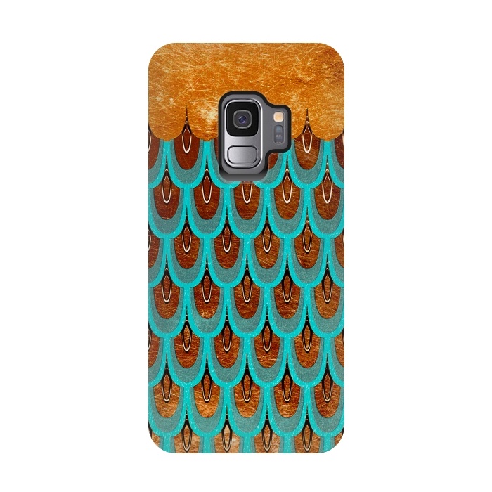 Galaxy S9 StrongFit Copper & Teal Gold Mermaid Scales by  Utart