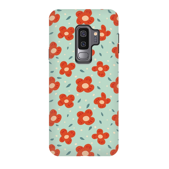 Galaxy S9 plus StrongFit Simple Pretty Orange Flowers Pattern by Boriana Giormova