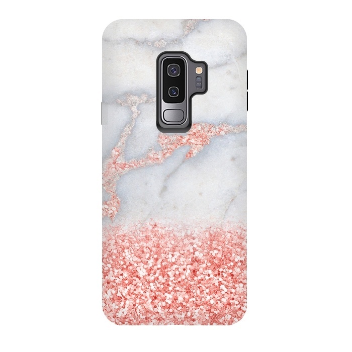 Galaxy S9 plus StrongFit Sparkly Pink Rose Gold Glitter Ombre Bohemian Marble by  Utart