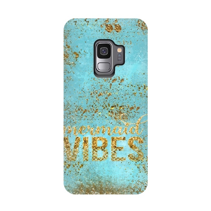 Galaxy S9 StrongFit Mermaid Vibes - Teal & Gold Glitter Typography by  Utart