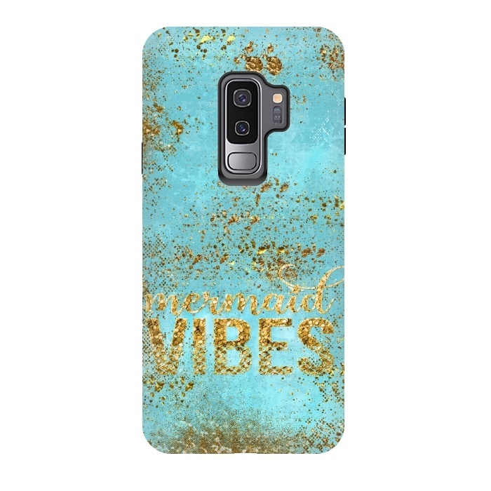 Galaxy S9 plus StrongFit Mermaid Vibes - Teal & Gold Glitter Typography by  Utart