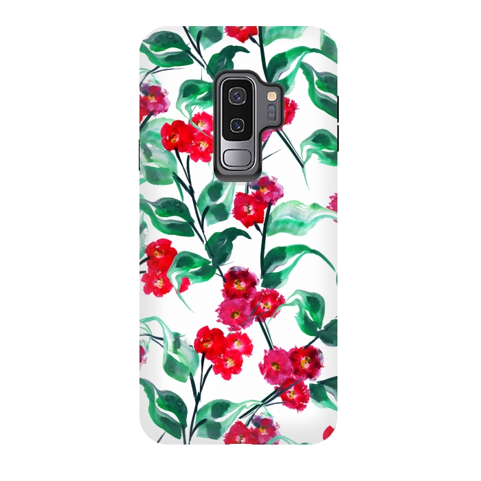 Galaxy S9 plus StrongFit Tropical Watercolor Flower Pattern VII by Bledi