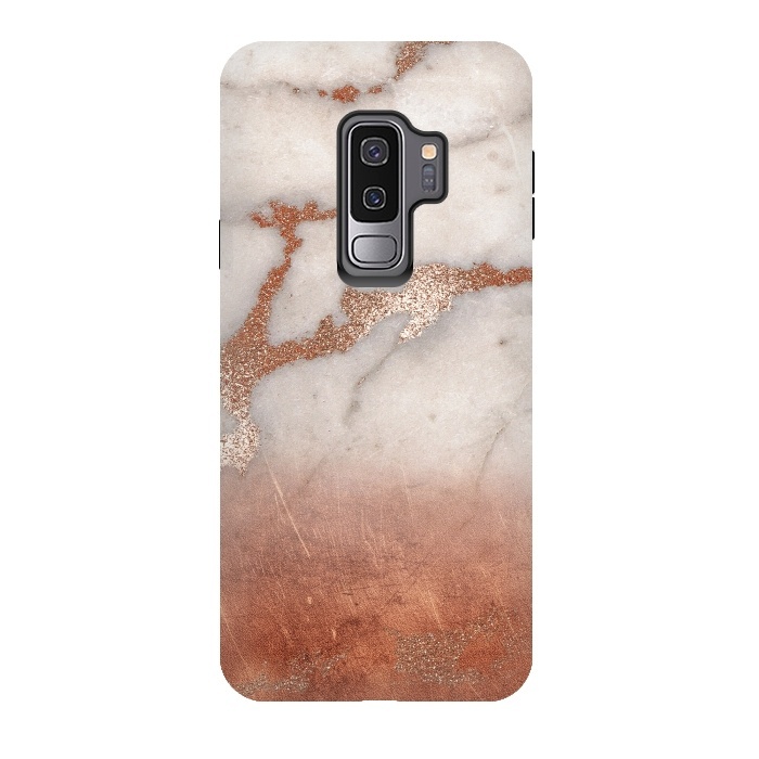 Galaxy S9 plus StrongFit Copper Trendy Veined Marble by  Utart