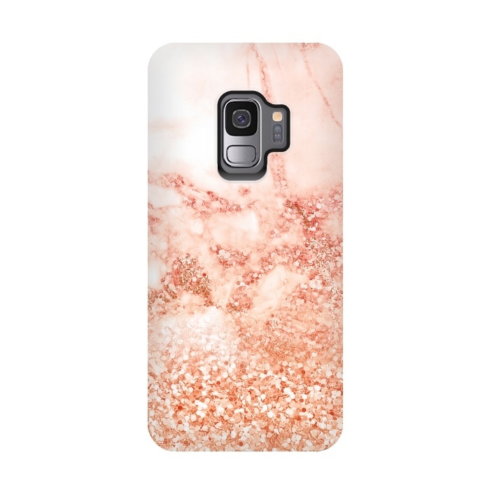 Galaxy S9 StrongFit Salmon Glitter Marble by  Utart