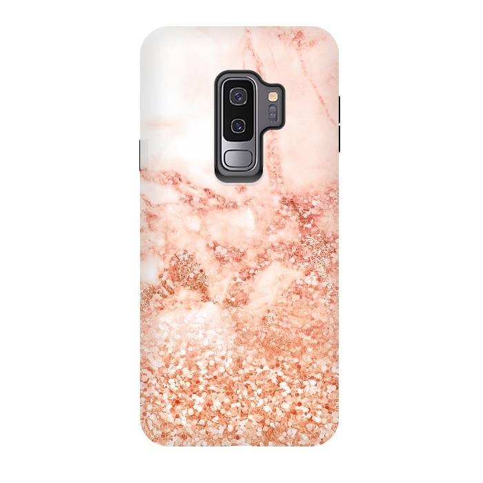 Galaxy S9 plus StrongFit Salmon Glitter Marble by  Utart