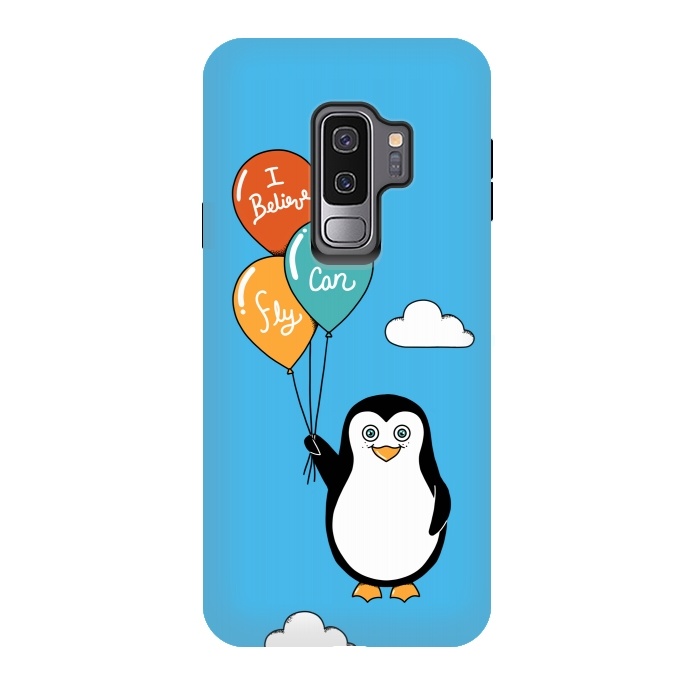 Galaxy S9 plus StrongFit Penguin I Believe I Can Fly by Coffee Man