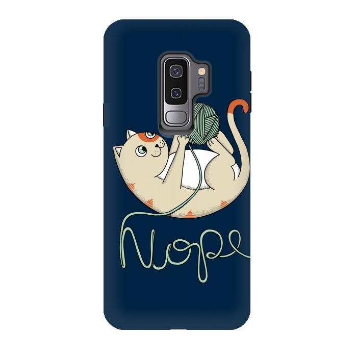 Galaxy S9 plus StrongFit Cat Nope Blue by Coffee Man