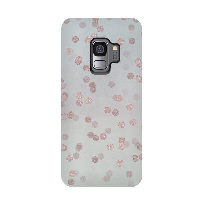 Galaxy S9 StrongFit Rose Gold Glitter Dots by Andrea Haase