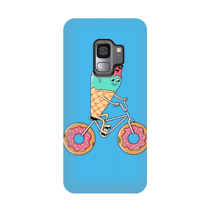 Galaxy S9 StrongFit Donut Bicycle Blue by Coffee Man
