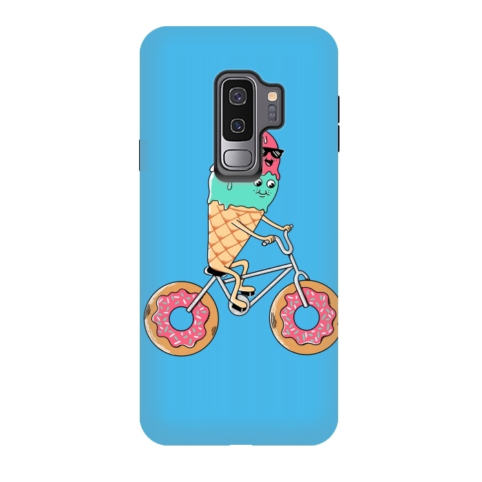Galaxy S9 plus StrongFit Donut Bicycle Blue by Coffee Man