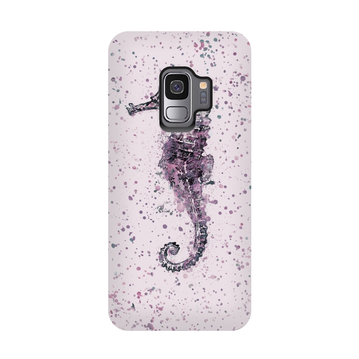 Galaxy S9 StrongFit Watercolor Seahorse by Andrea Haase