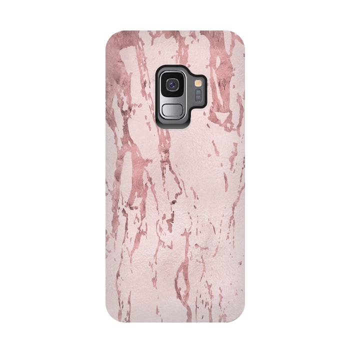 Galaxy S9 StrongFit Shiny Rose Gold Marble 2 by Andrea Haase