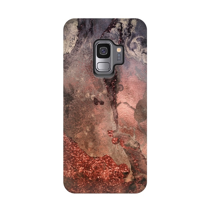 Galaxy S9 StrongFit Copper Glitter and Ink Marble by  Utart