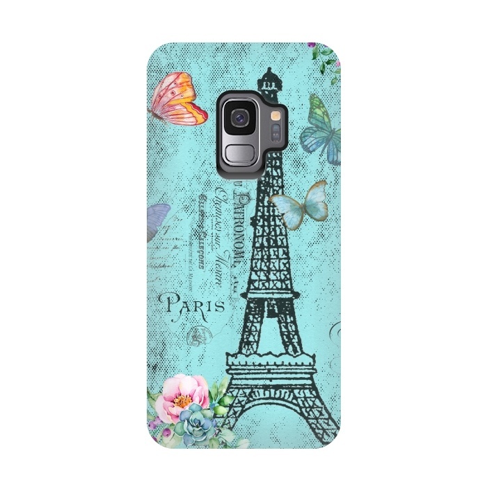 Galaxy S9 StrongFit Blue Eiffel Tower Paris Watercolor Illustration by  Utart