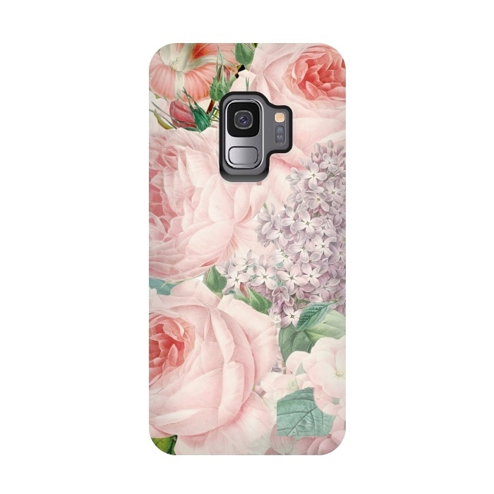 Galaxy S9 StrongFit Pink Retro Watercolor Roses by  Utart