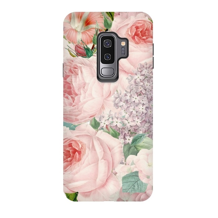Galaxy S9 plus StrongFit Pink Retro Watercolor Roses by  Utart