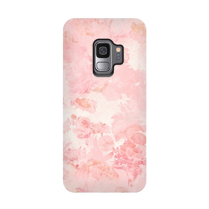 Galaxy S9 StrongFit Vintage Roses in Pink - Pattern by  Utart