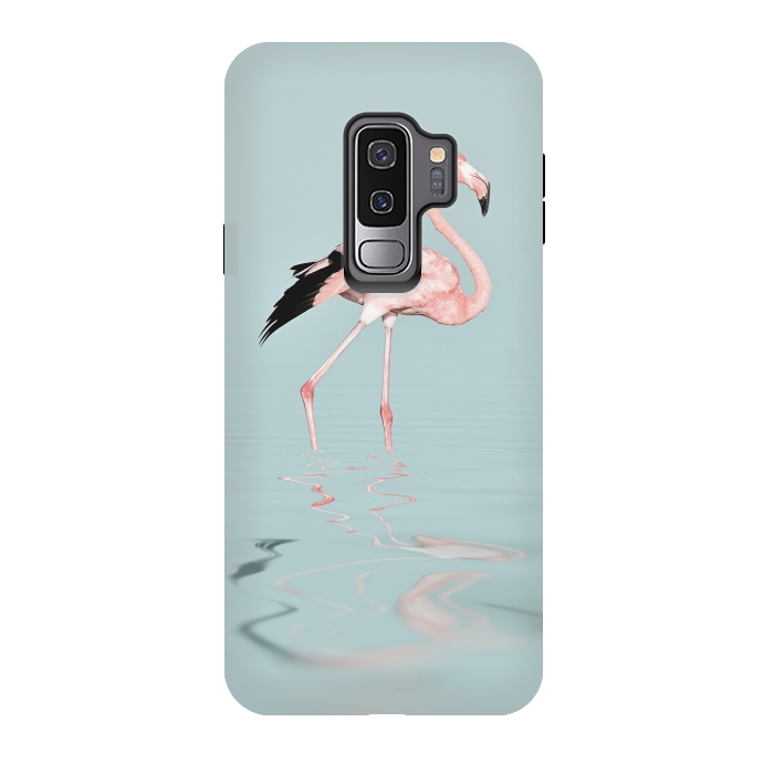 Galaxy S9 plus StrongFit Flamingo On Turquoise Waters by Andrea Haase