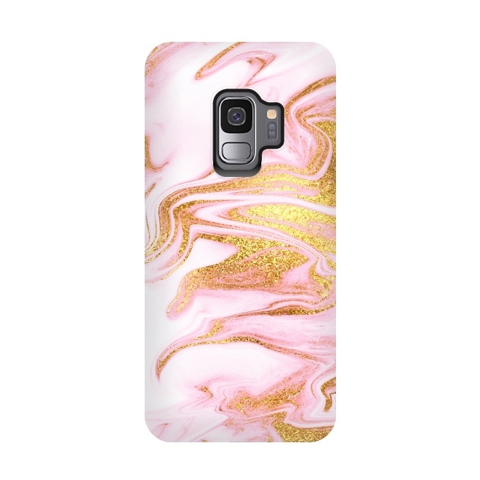 Galaxy S9 StrongFit Pink and gold Fluid Marble by  Utart