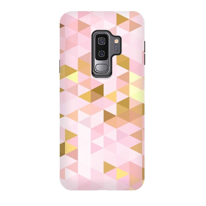 Galaxy S9 plus StrongFit Pink and Rose Gold Marble Triangle Pattern by  Utart