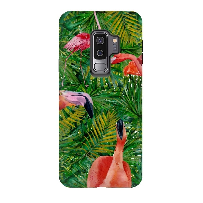 Galaxy S9 plus StrongFit Flamingo Jungle Party by  Utart