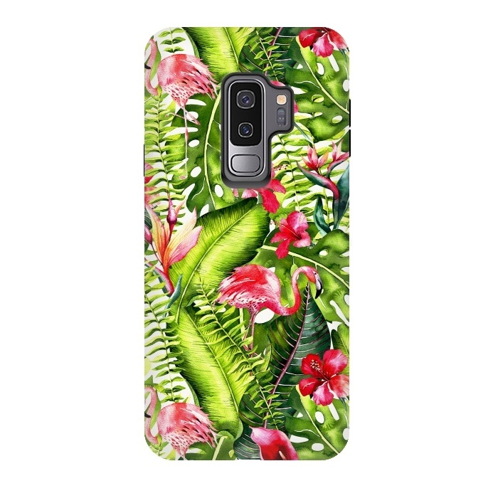 Galaxy S9 plus StrongFit Flower Jungle and Flamingo  by  Utart