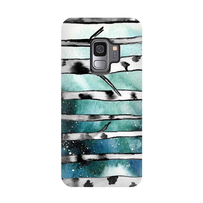 Galaxy S9 StrongFit Abstract Birch Teal  by Amaya Brydon