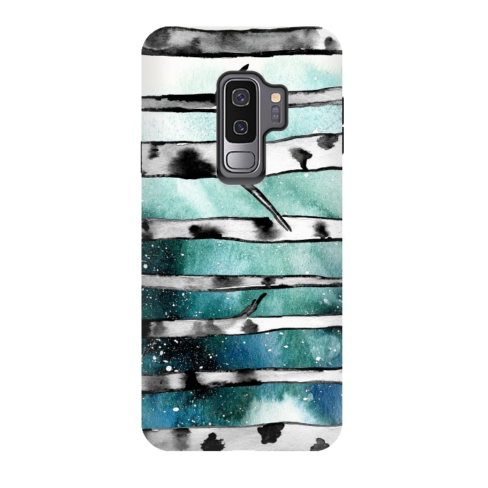 Galaxy S9 plus StrongFit Abstract Birch Teal  by Amaya Brydon