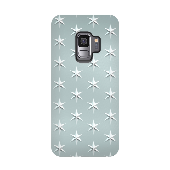 Galaxy S9 StrongFit Silver Stars On Teal Metal by Andrea Haase