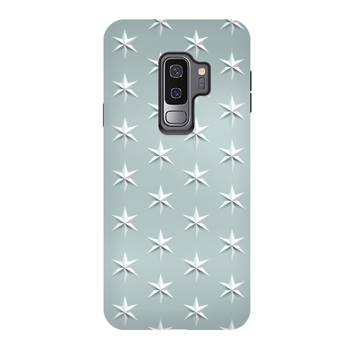 Galaxy S9 plus StrongFit Silver Stars On Teal Metal by Andrea Haase