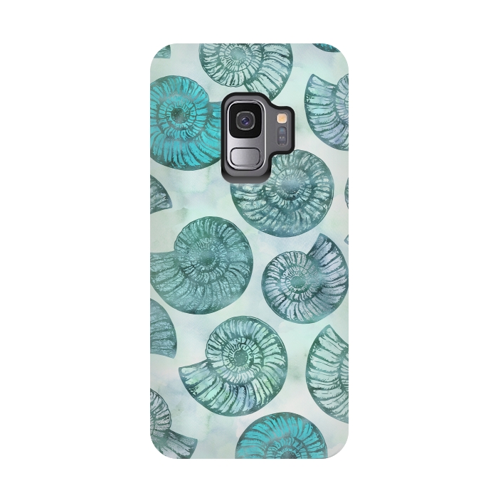 Galaxy S9 StrongFit Teal Fossils And Ammonites by Andrea Haase