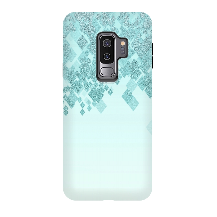 Galaxy S9 plus StrongFit Turquoise Faux Glitter Diamonds by Andrea Haase