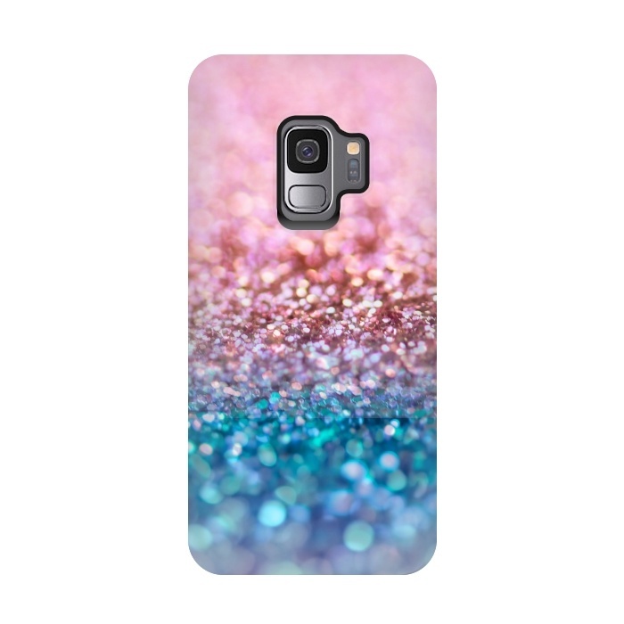 Galaxy S9 StrongFit Teal and Rose Gold Glitter Dance by  Utart