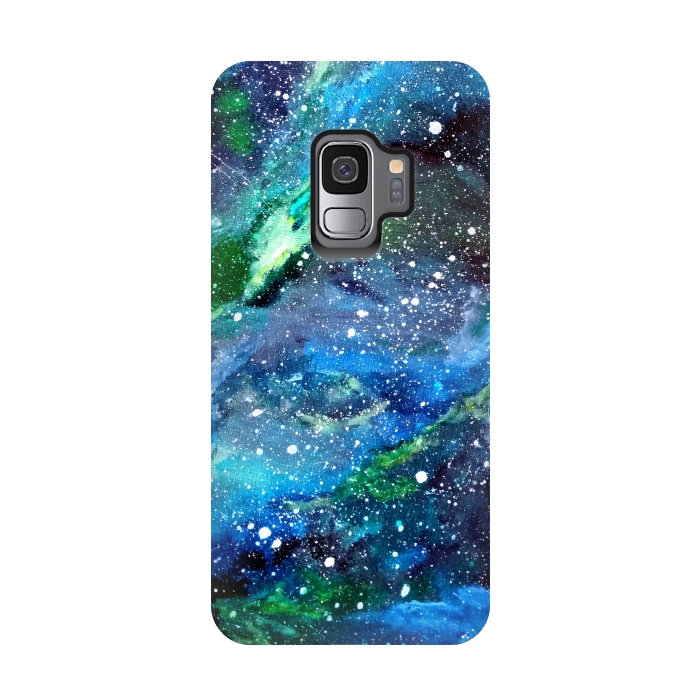 Galaxy S9 StrongFit Galaxy in Blue and Green by Gringoface Designs