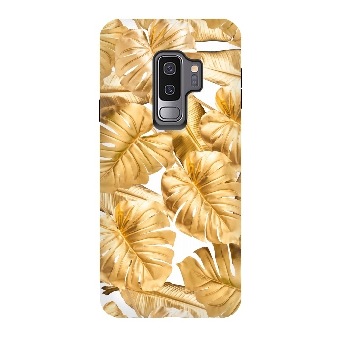 Galaxy S9 plus StrongFit Aloha Gold Monstera Jungle by  Utart