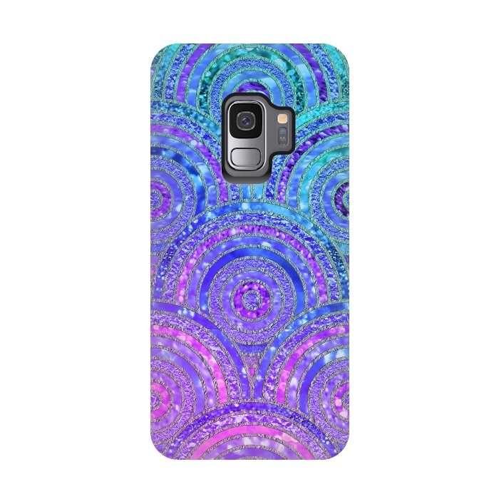 Galaxy S9 StrongFit Pink and Blue Metal Circles Pattern by  Utart