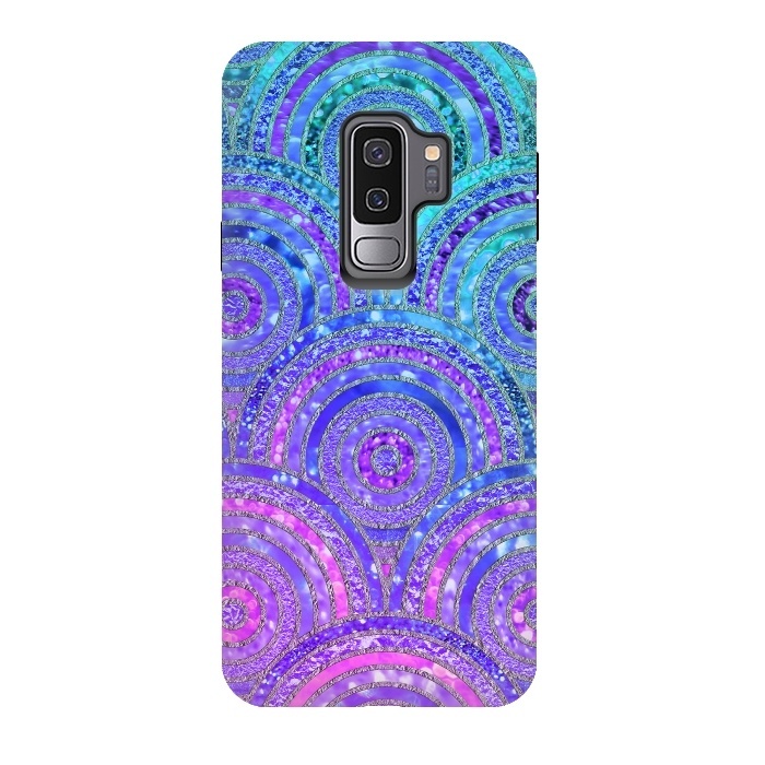Galaxy S9 plus StrongFit Pink and Blue Metal Circles Pattern by  Utart