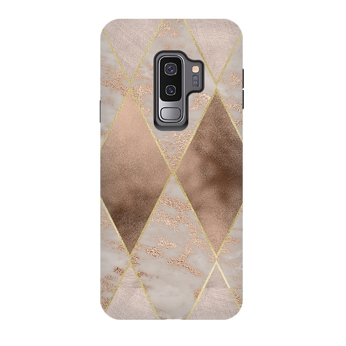 Galaxy S9 plus StrongFit Marble Rose Gold Argyle Pattern by  Utart