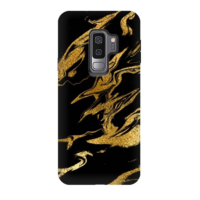 Galaxy S9 plus StrongFit Black and Gold Luxury Marble by  Utart