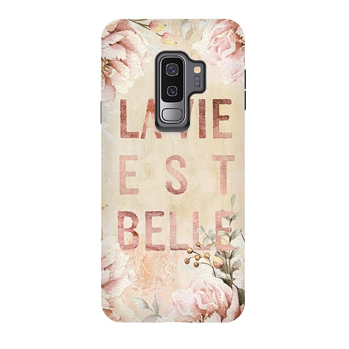 Galaxy S9 plus StrongFit La Vie est Belle - Retro Flower Illustration by  Utart