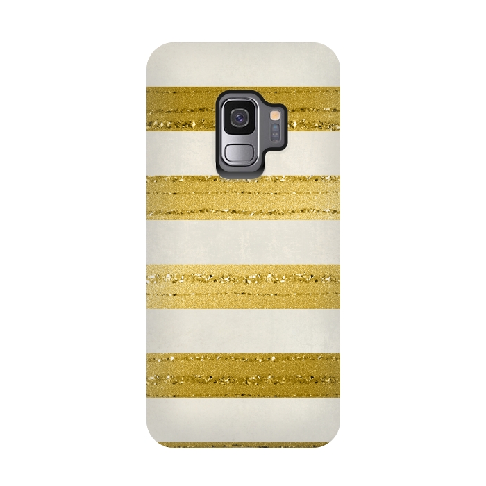 Galaxy S9 StrongFit Golden Glitter Lines On Cream by Andrea Haase