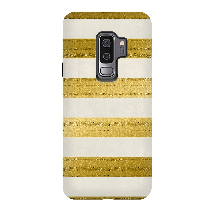 Galaxy S9 plus StrongFit Golden Glitter Lines On Cream by Andrea Haase