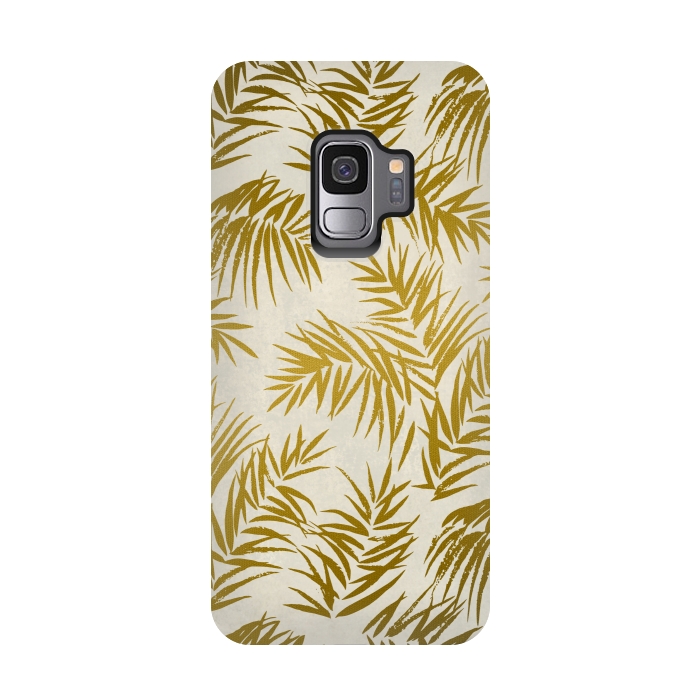 Galaxy S9 StrongFit Golden Palm Leaves 2 by Andrea Haase