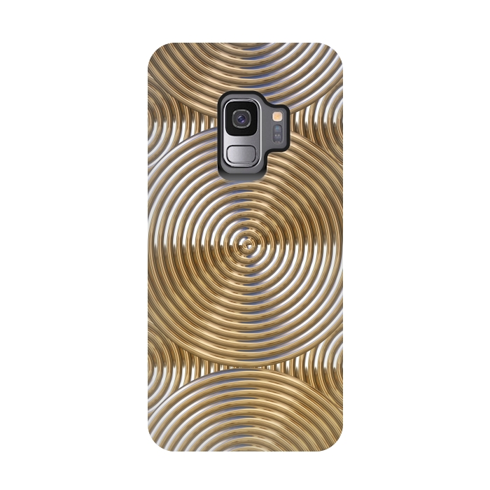 Galaxy S9 StrongFit Shiny Golden Metal Embossed Circles 2 by Andrea Haase