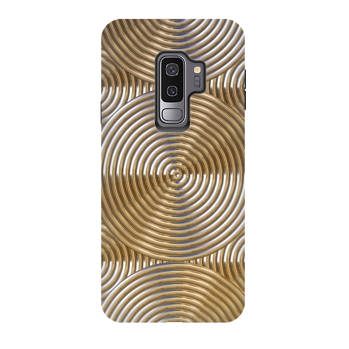 Galaxy S9 plus StrongFit Shiny Golden Metal Embossed Circles 2 by Andrea Haase