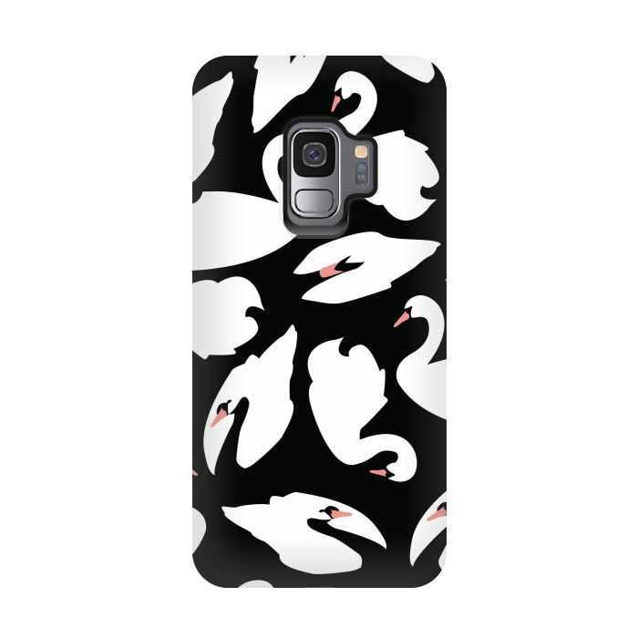 Galaxy S9 StrongFit White Swans On Black by Jelena Obradovic